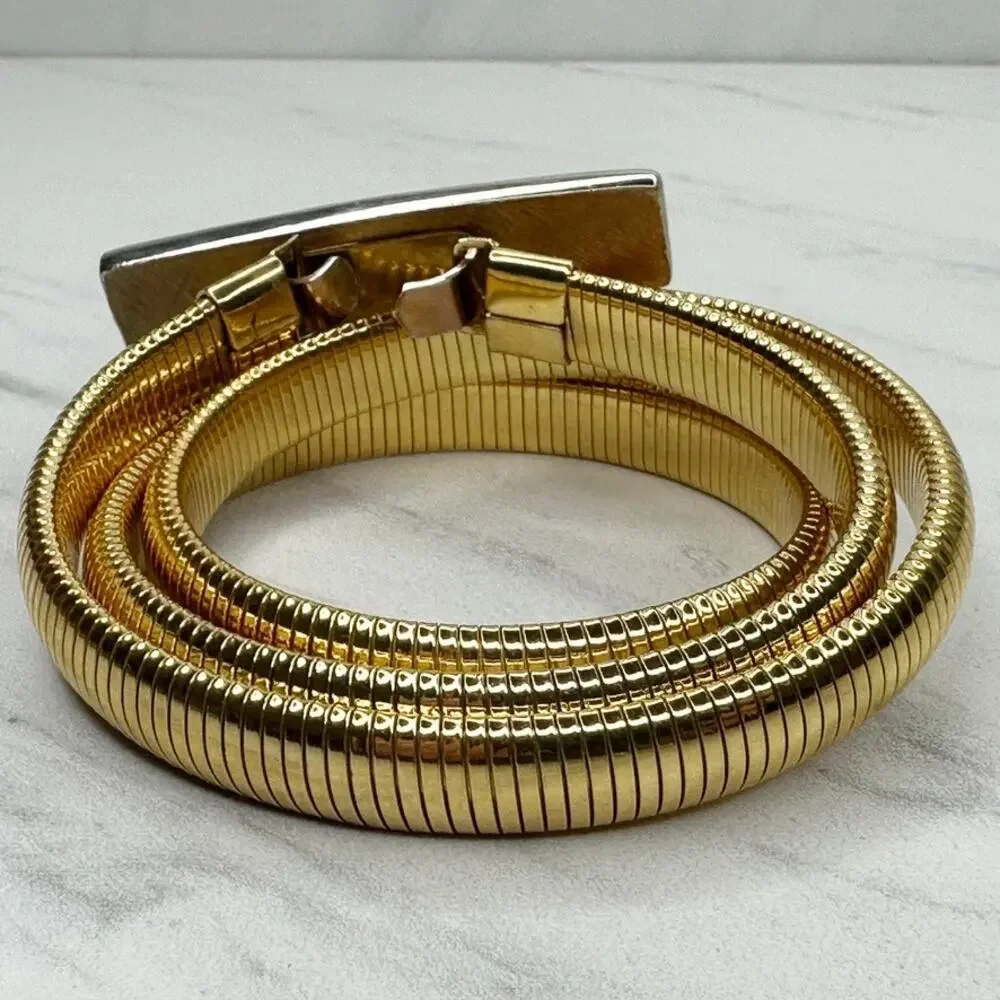 Vintage Gold Tone Coil Stretch Cinch Belt Small (S) ✨